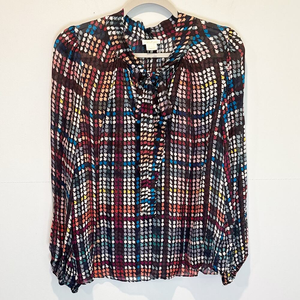 Shoshanna Multi-Color Houndstooth Print Blouse - size Small